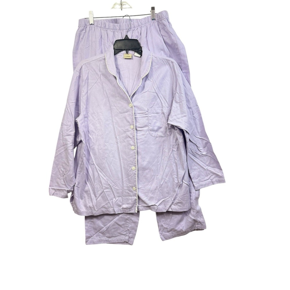 Women's Petite L LL Bean Nwot Purple Flannel 100% Cotton Pajamas Pjs - Picture 5 of 9